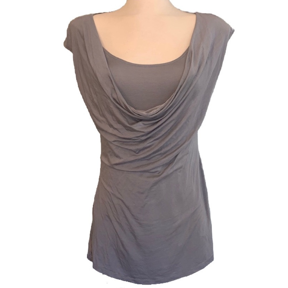 Soft grey deep cowl neck